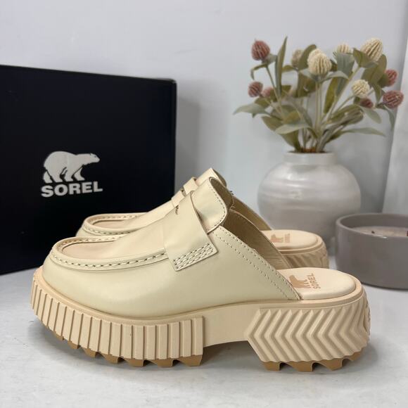 Sorel Ona Ave Leather Waterproof Loafer Honey White/Sea Salt Women's 7.5 NWB